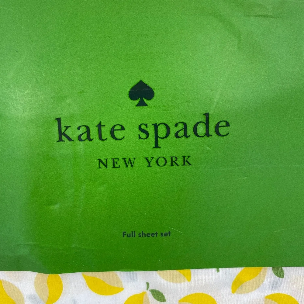 Kate Spade Lemon Print Full Sheet Set White Yellow Cotton Percale Crisp Bright